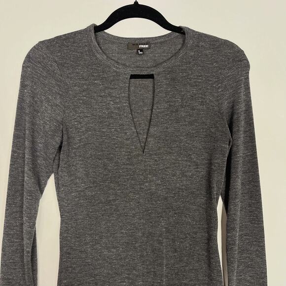 Aritzia Wilfred Free Small S Heather Gray Cut Out Neck Long Sleeve Mini Dress - Picture 6 of 7